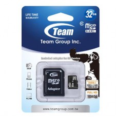 Team Group Memory Card microSDHC 32GB, Class 10, 14MB/s Write*, with SD Adapter, Lifetime Warranty