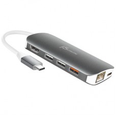 J5create JCD383 USB-C Multi Adapter 9-in-1 - (USB-C to HDMI, RJ-45 Gigabit Etherner, 3 x USB-A 3.0, Micro SD Card reader, 1 x USB-C PD passthrough)