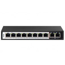 D-Link DES-F1010P-E 10-Port 10/100Mbps PoE Switch with 8 Long Reach PoE Ports and 2 Uplink Ports. PoE budget 96W.