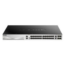 D-Link 30 port Stackable Gigabit Switch with 24 SFP ports and 4 10 Gigabit SFP+ ports and 2 10GBASE-T ports.
